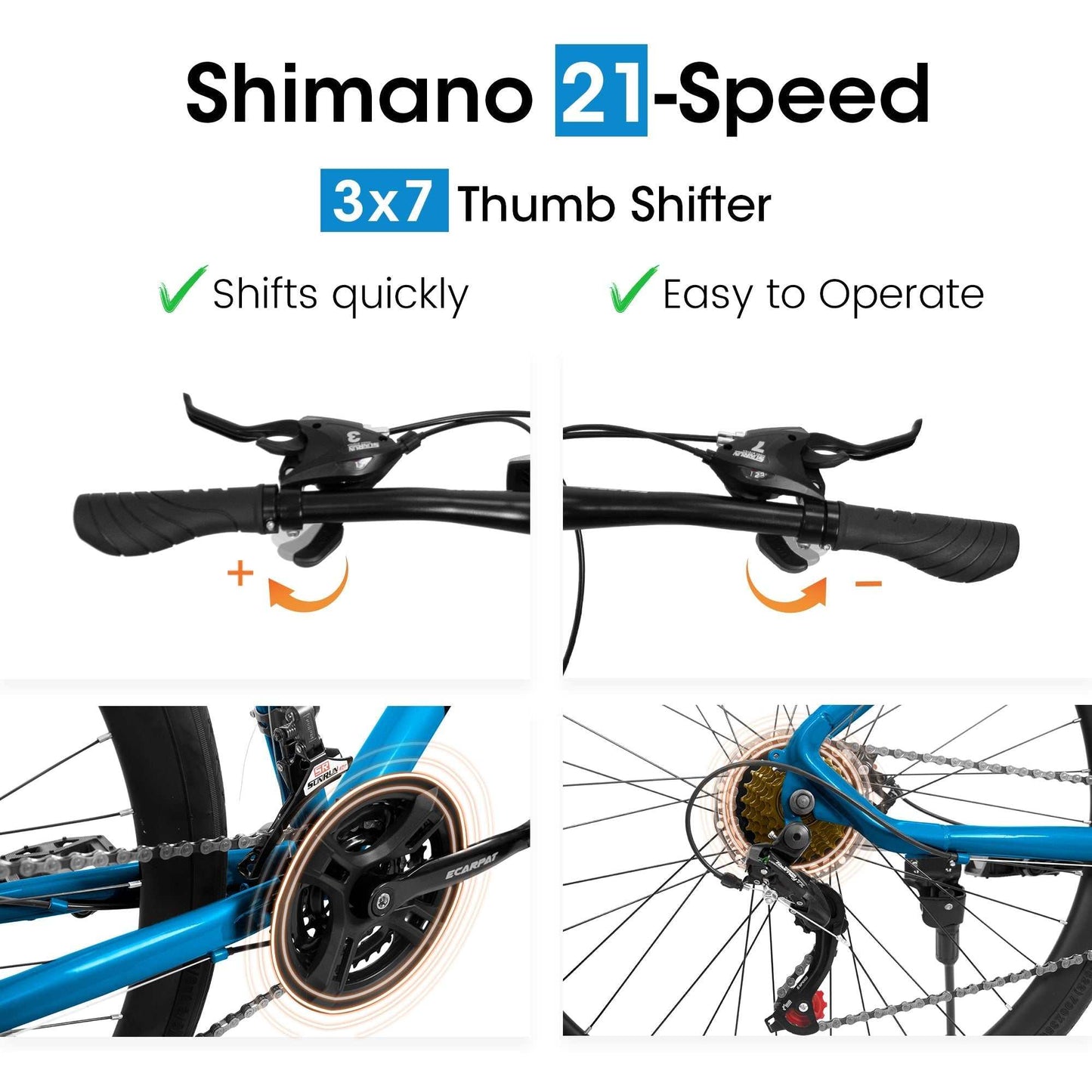A28250 Road Bike with aluminum alloy wheels, 21-speed gears, flat handlebar, and disc brakes designed for urban commuting