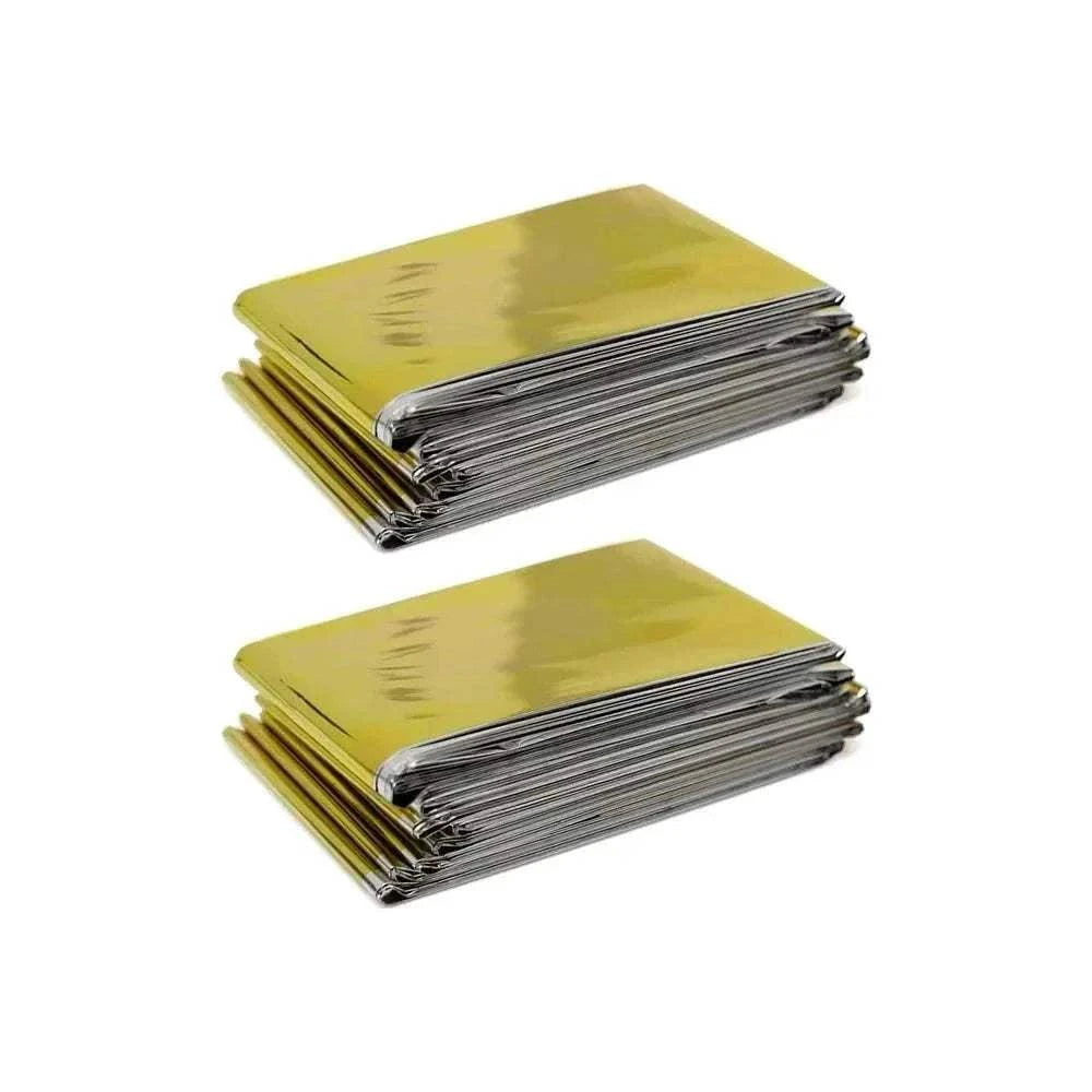 Compact emergency thermal blanket with gold and silver waterproof windproof design for outdoor rescue