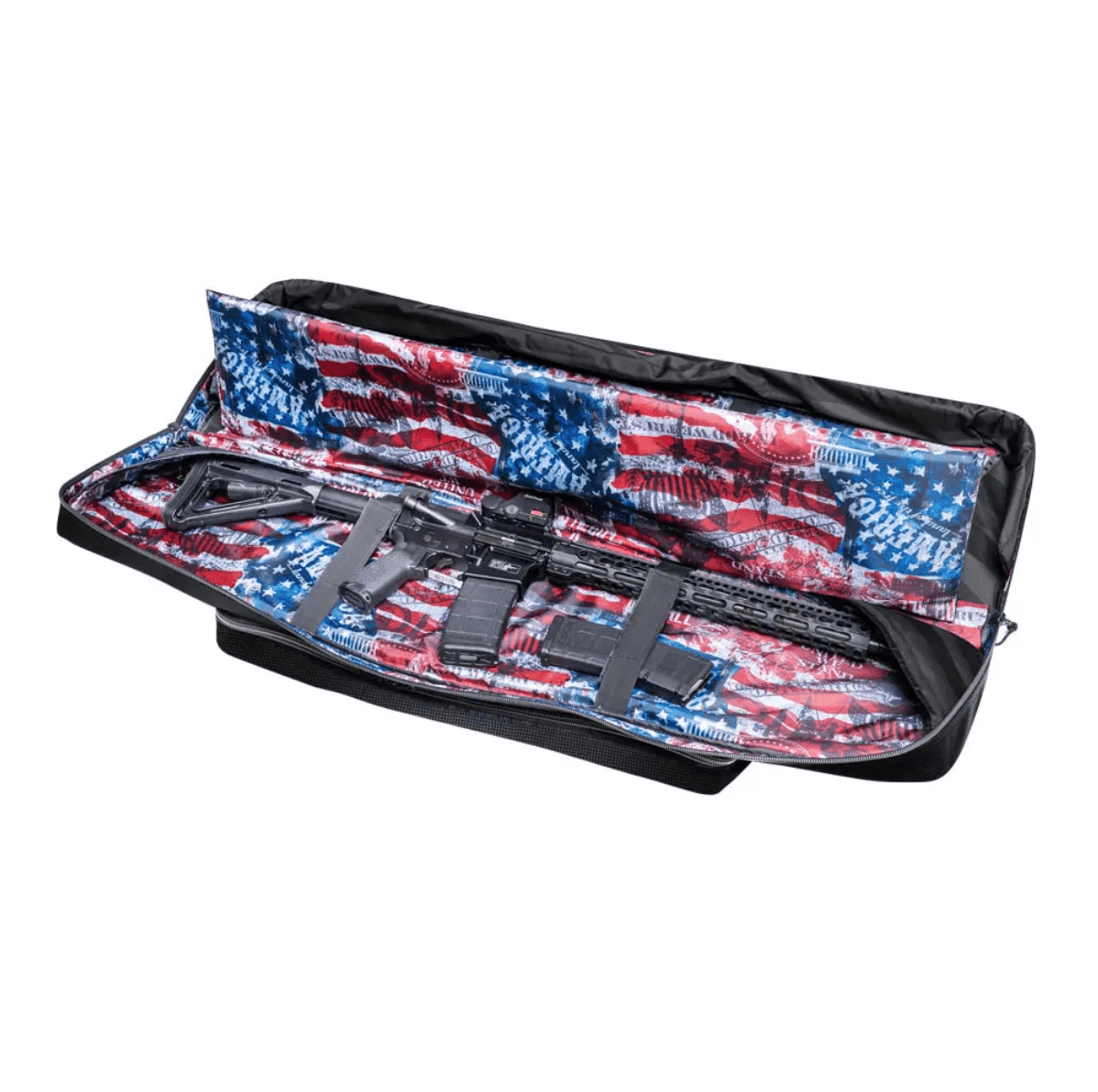 Lady Liberty Hybrid Rifle Case with dual compartments for two rifles and pistol pockets