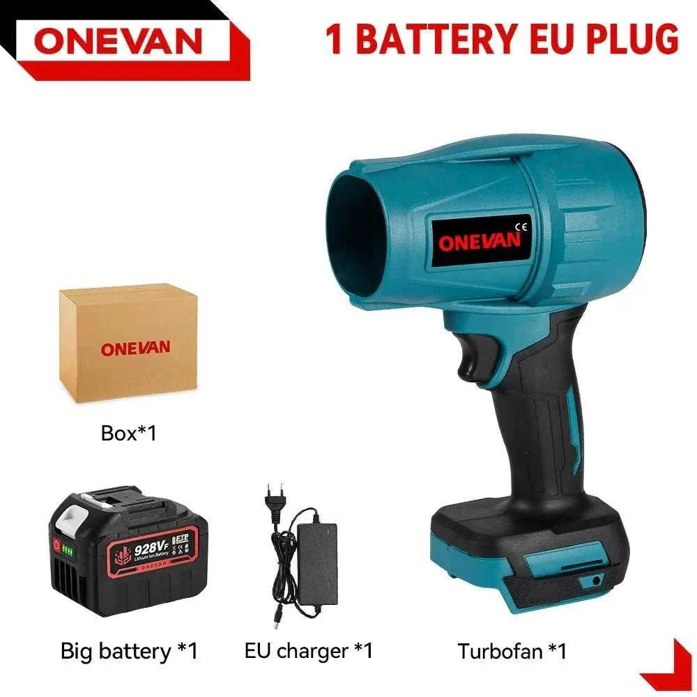 ONEVAN 2000W Brushless Turbo Cordless Leaf Blower with Makita battery compatibility and ergonomic design for powerful debris clearing
