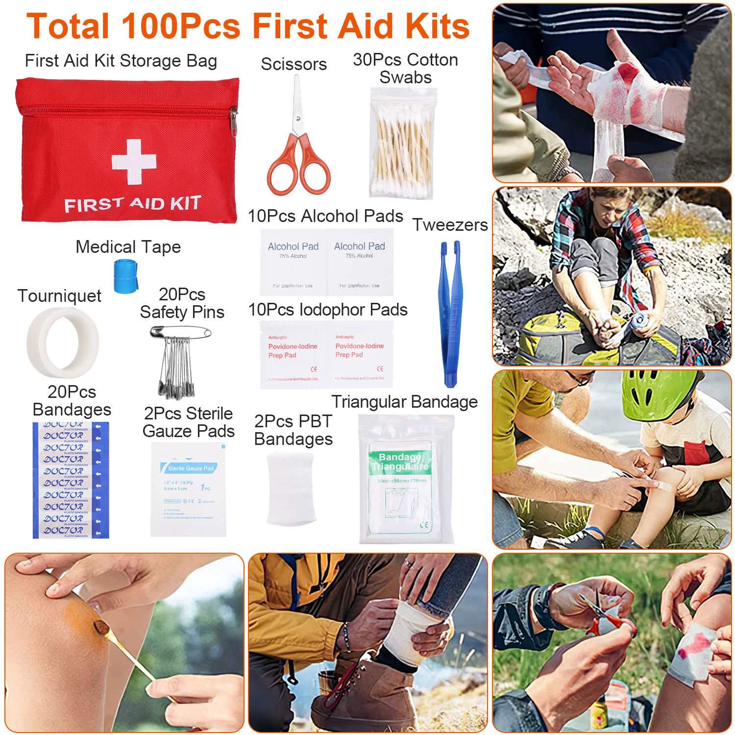 125Pcs Survival Kit with axe, shovel, tactical pen, first aid kit, and portable waterproof pouch for outdoor emergency preparedness