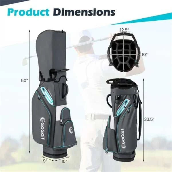 14 way golf cart bag with cooler pocket and waterproof zippers for organized clubs and weather protection