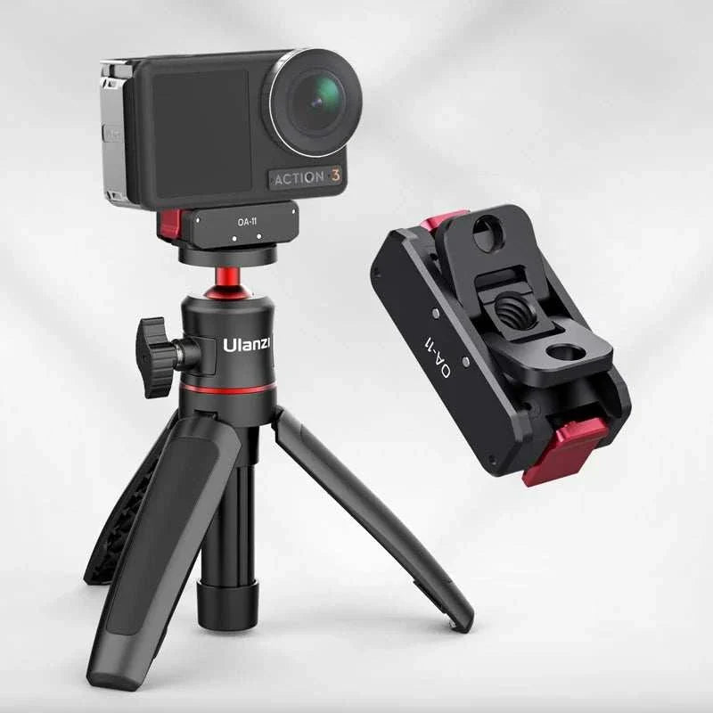Ulanzi OA-11 Dual interface Folding Base for DJI Osmo Action 3 with dual mounting ports and compact aluminum design