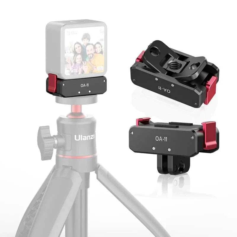 Ulanzi OA11 Dual Interface Folding Base for DJI Osmo Action 3 with aluminum alloy build and dual mounting ports