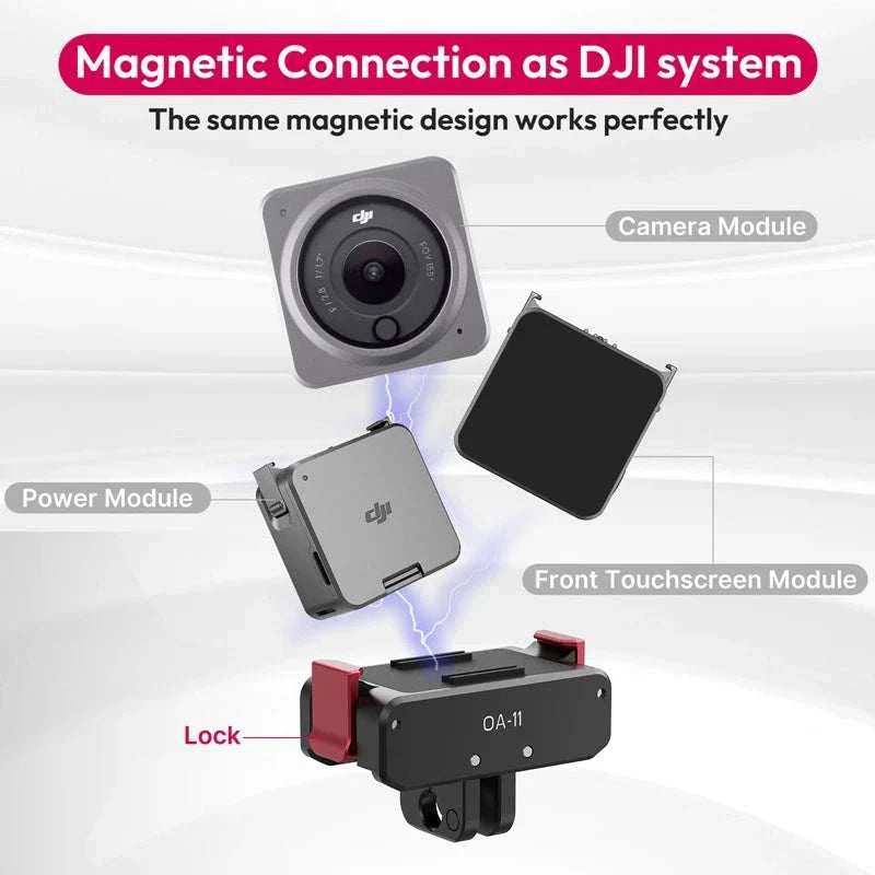 Ulanzi OA-11 Dual Interface Folding Base for DJI Osmo Action 3 with 1/4'' screw and GoPro-style mount in compact aluminum alloy design