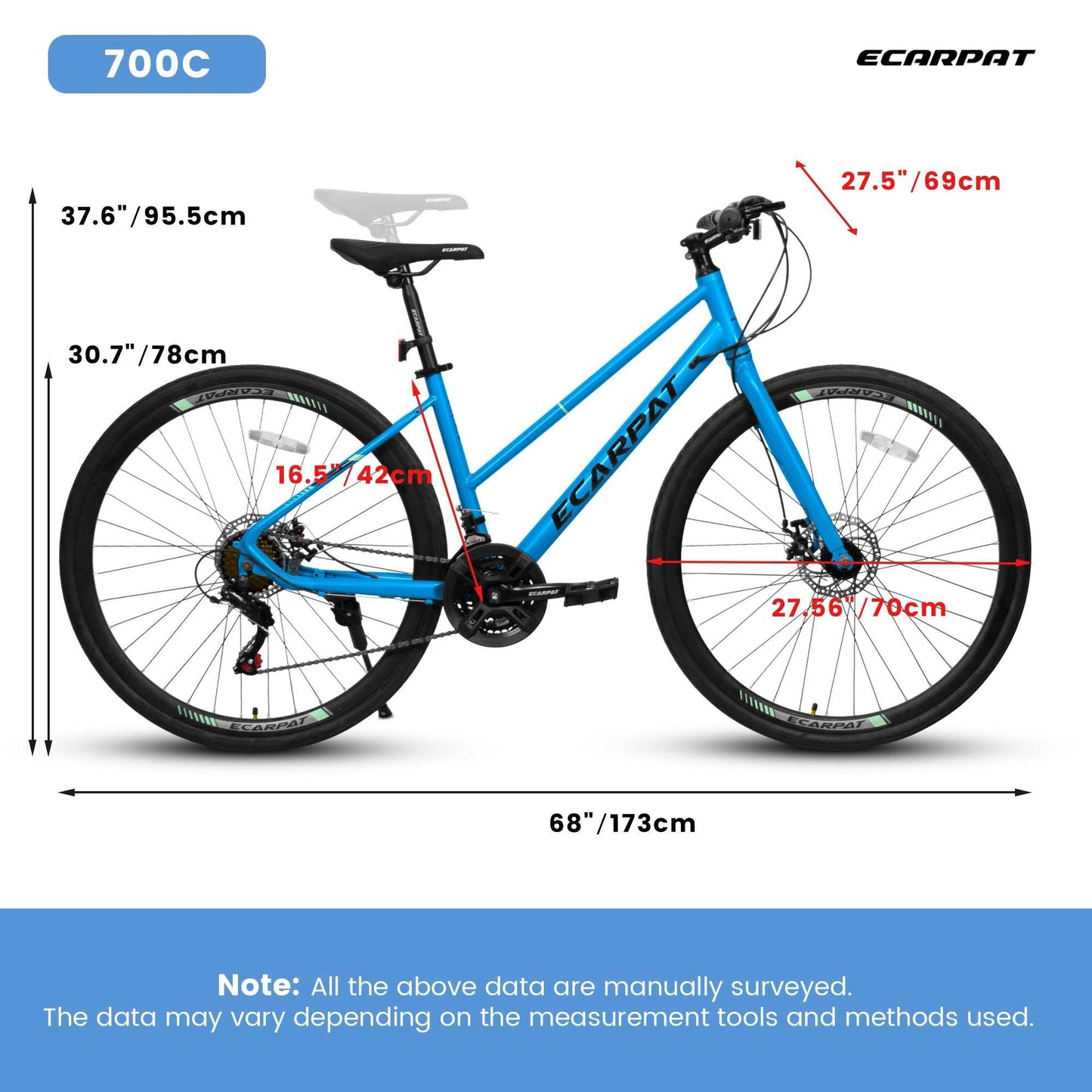 A28250 road bike with aluminum alloy wheels, 21-speed gearing, disc brakes, flat handlebar, and 700C x 35mm tires for urban commuting.