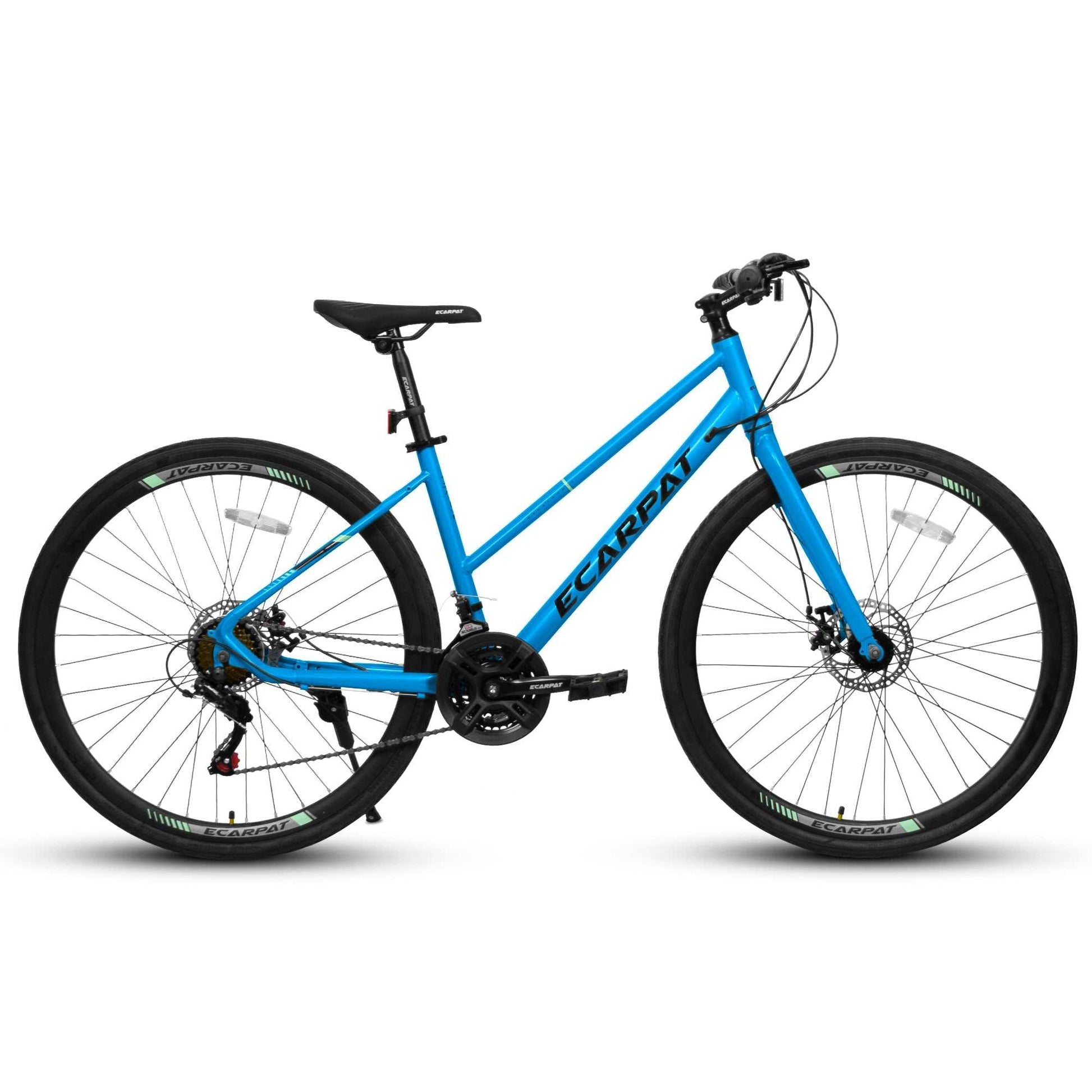 A28250 Road Bike with aluminum wheels, 21-speed gears, disc brakes, flat handlebar, and 700C x 35mm tires for urban commuting and student travel