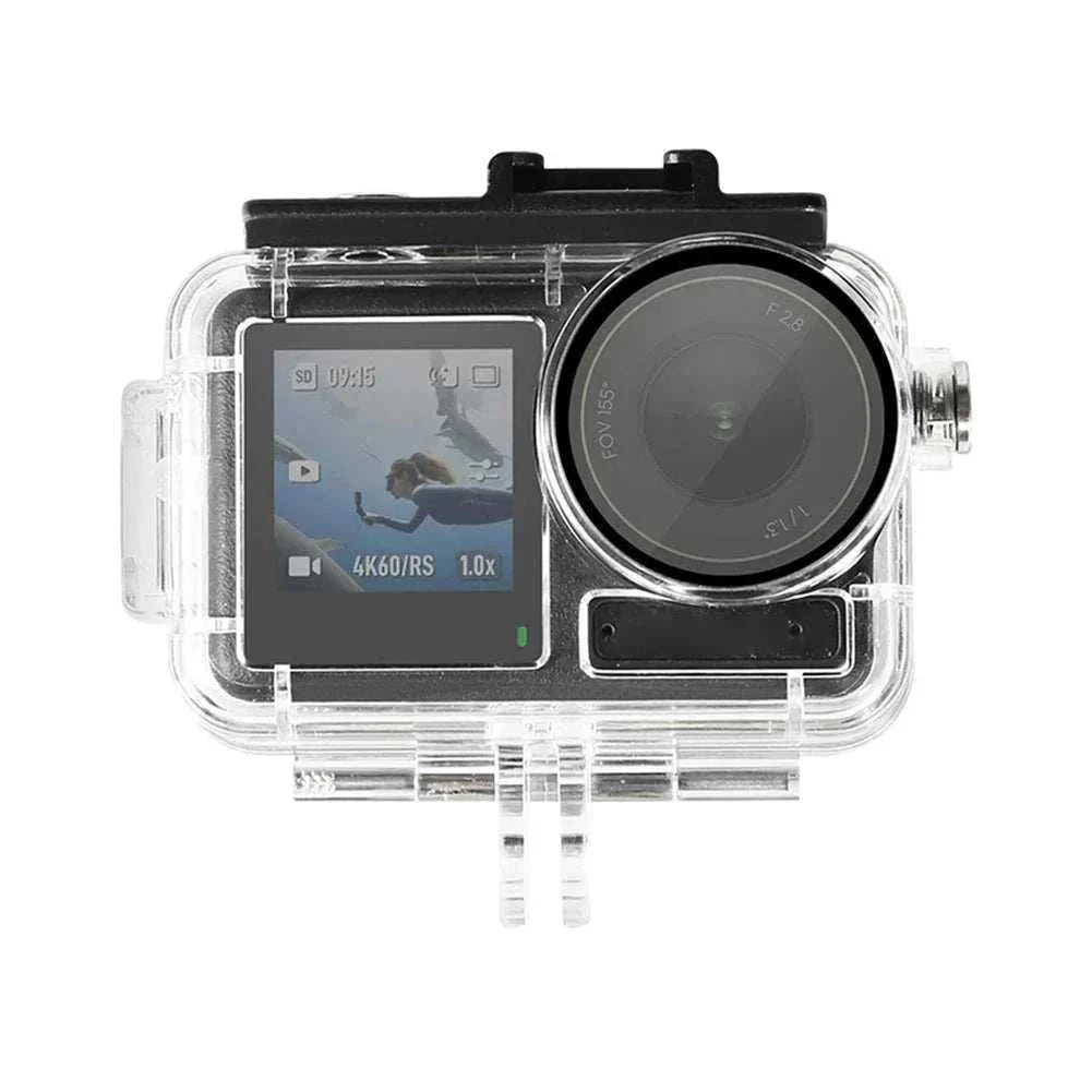 60m waterproof dive housing for action cameras with anti-fog, high-transparency shell, and leak-proof design