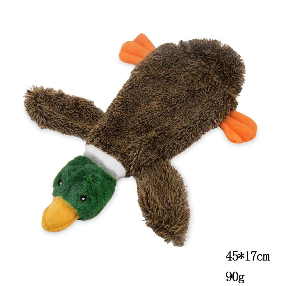 Stuffless squeaky duck dog toy from Best Pet Supplies with protected squeakers and bottle crunch insert