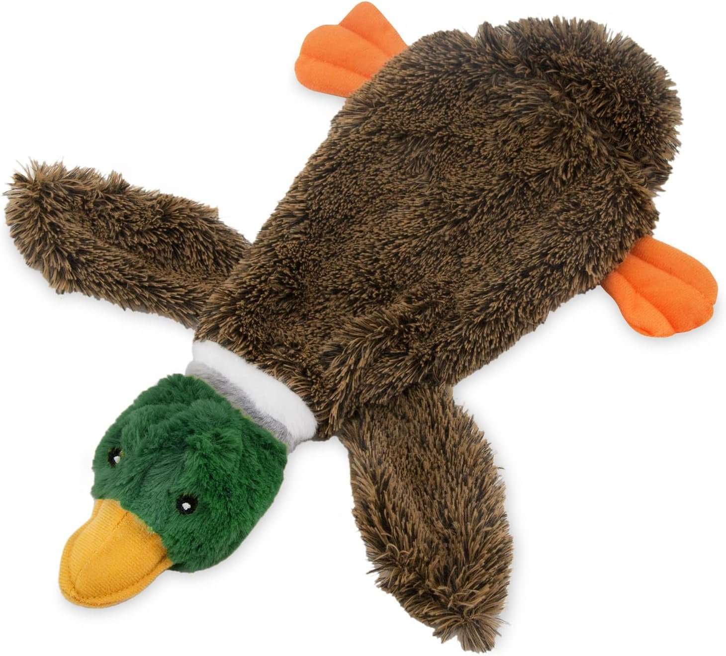 Best Pet Supplies stuffless squeaky duck dog toy with dual squeakers and bottle cavity for noisy, mess-free play