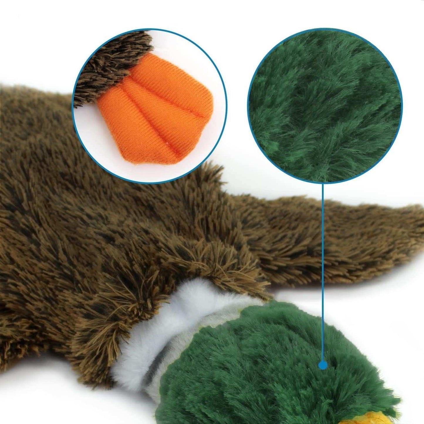 Best Pet Supplies stuffless squeaky duck dog toy with protected squeakers and bottle cavity for safe chewing