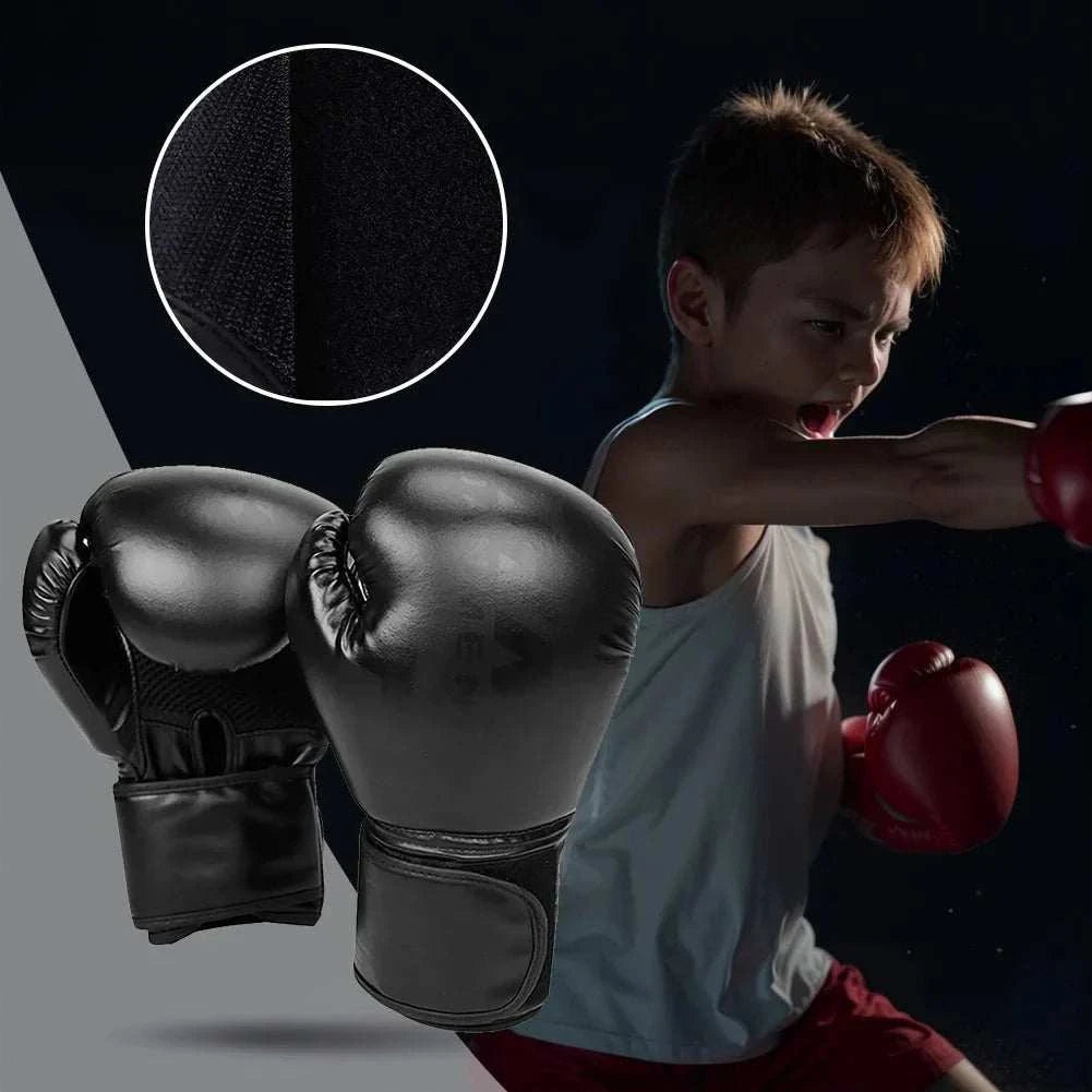 Breathable boxing gloves with PU leather and foam padding for Muay Thai training and kickboxing