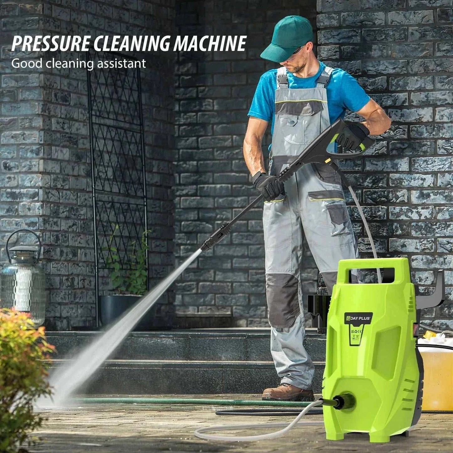 Briefness 2200W pressure washer with 180 bar pressure and 3-in-1 nozzle for versatile outdoor cleaning