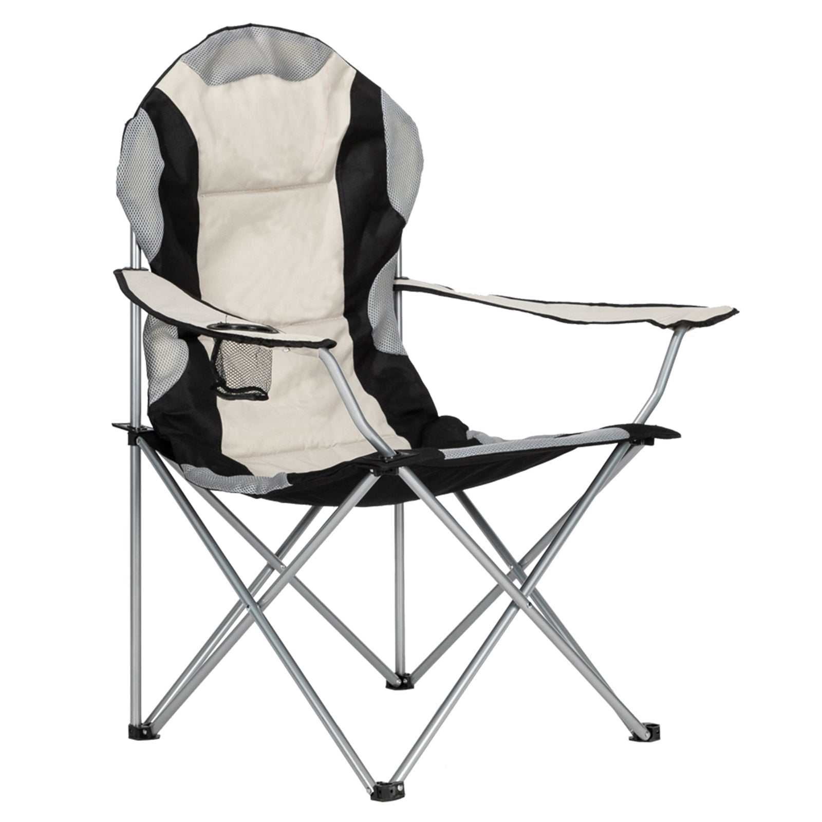 Folding camping chair with iron frame, portable and durable for outdoor use