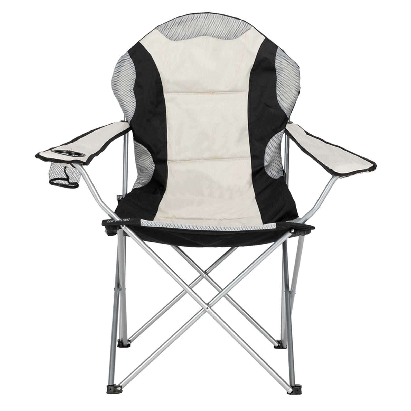 Folding camping chair with iron frame, portable and durable for outdoor use