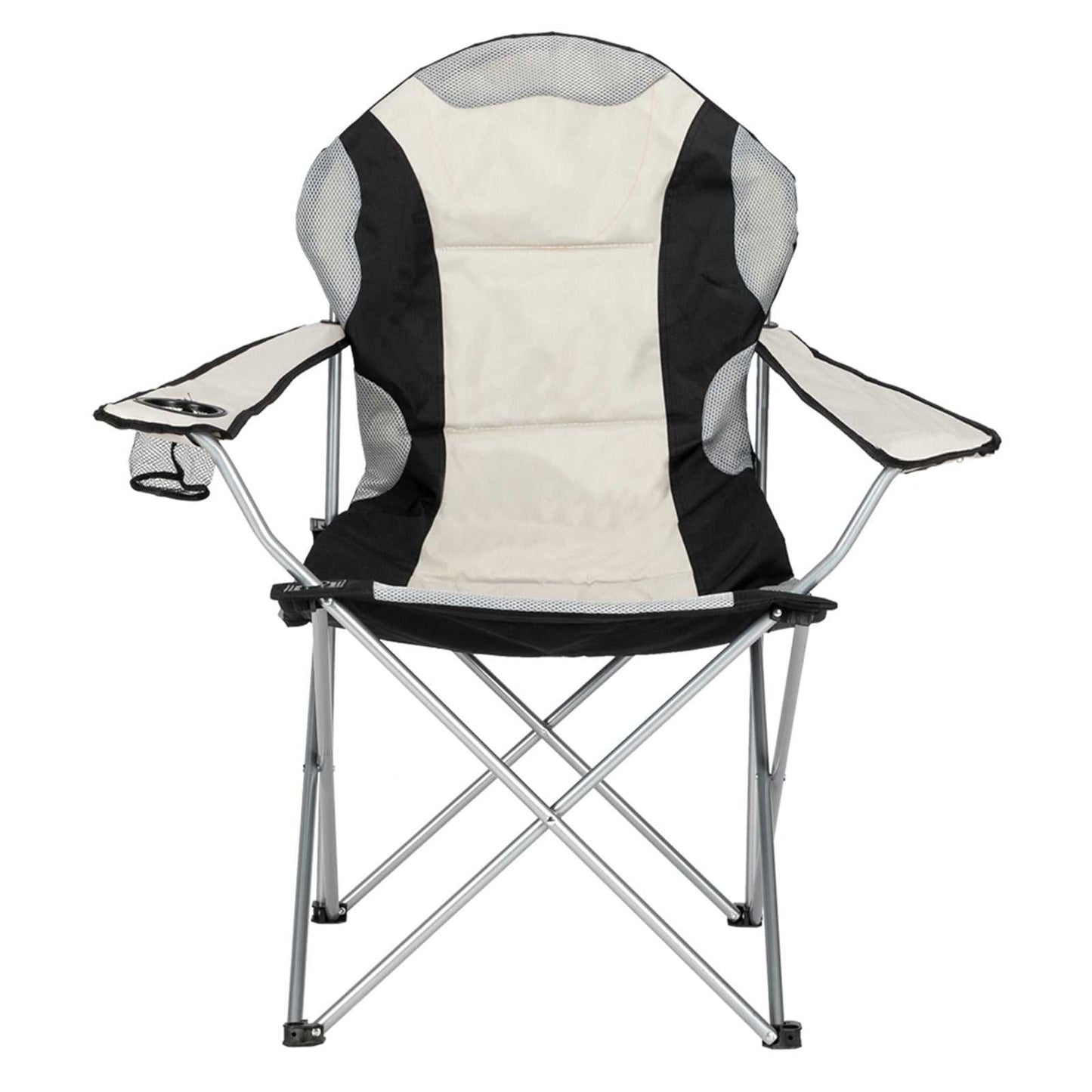 Foldable camping chair with iron frame, durable fabric, and portable design for outdoor use