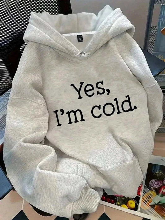 Casual letter print drop shoulder hooded sweatshirt in heavyweight cotton for autumn winter