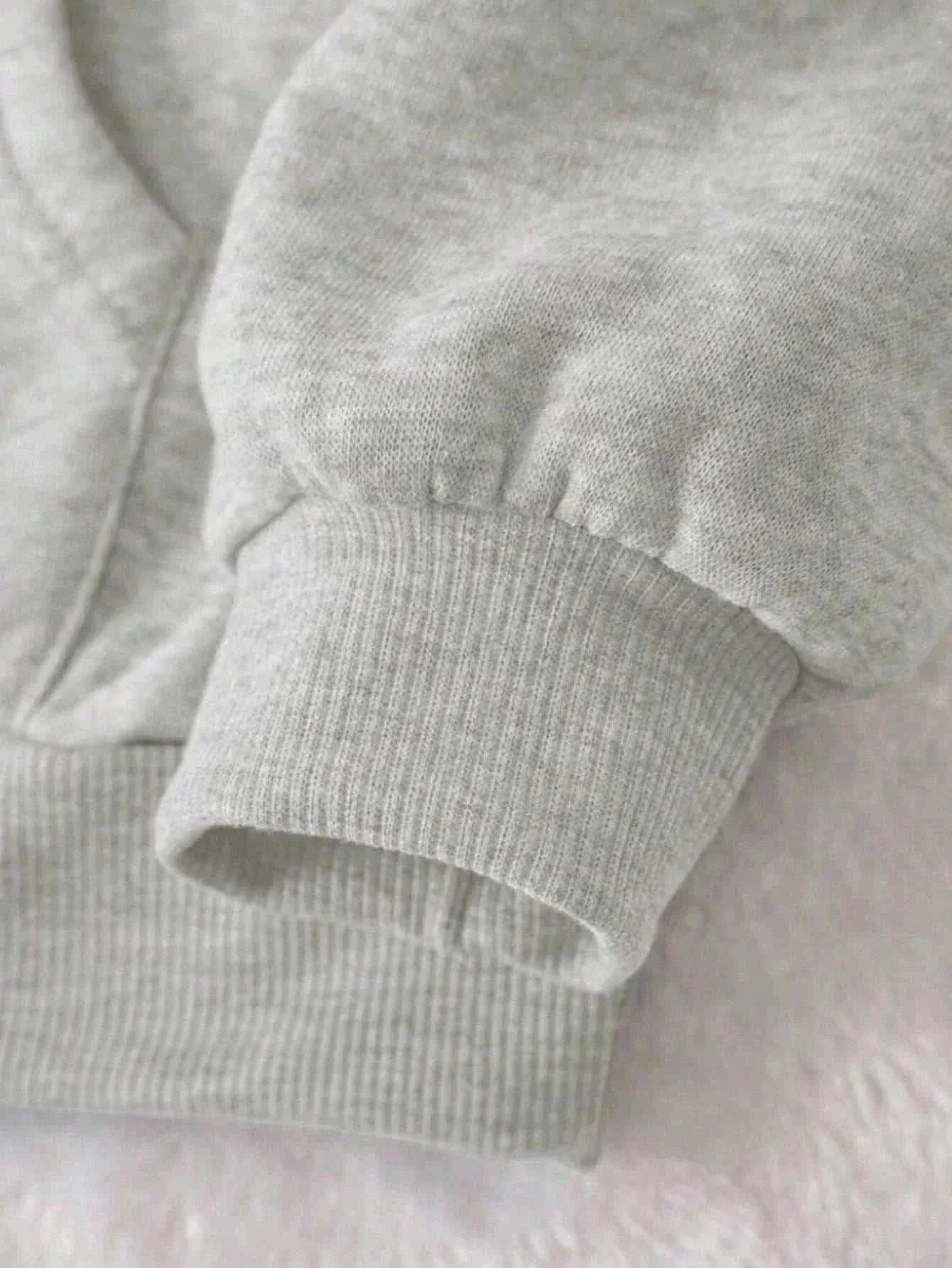 Casual letter print drop shoulder hooded sweatshirt in heavyweight cotton knit for autumn winter