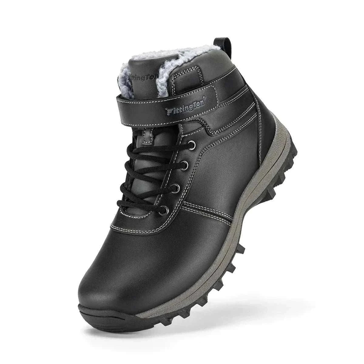 Closure Fittington Snow Boots for men with wide toe box, plush lining, and secure hook-and-loop closure for winter warmth and comfort