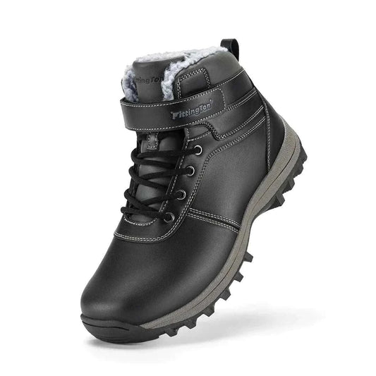 Closure Fittington Snow Boots for men with wide toe box, plush lining, and secure hook-and-loop closure for winter warmth and comfort