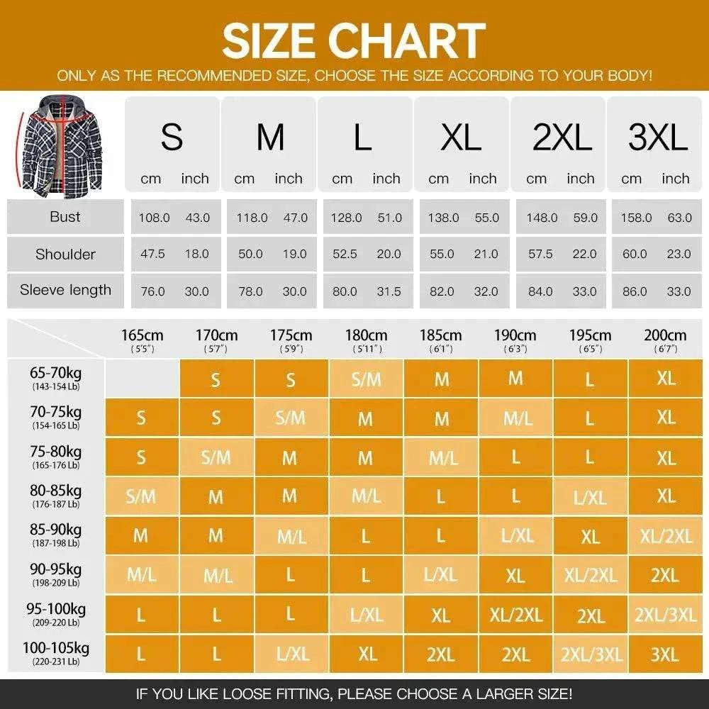 Men’s hooded sherpa-lined plaid flannel winter jacket with slim cut and zip-up design in multiple colors