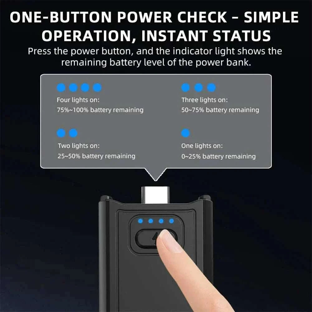 Portable battery hand grip with fast charging power bank for pocket action cameras