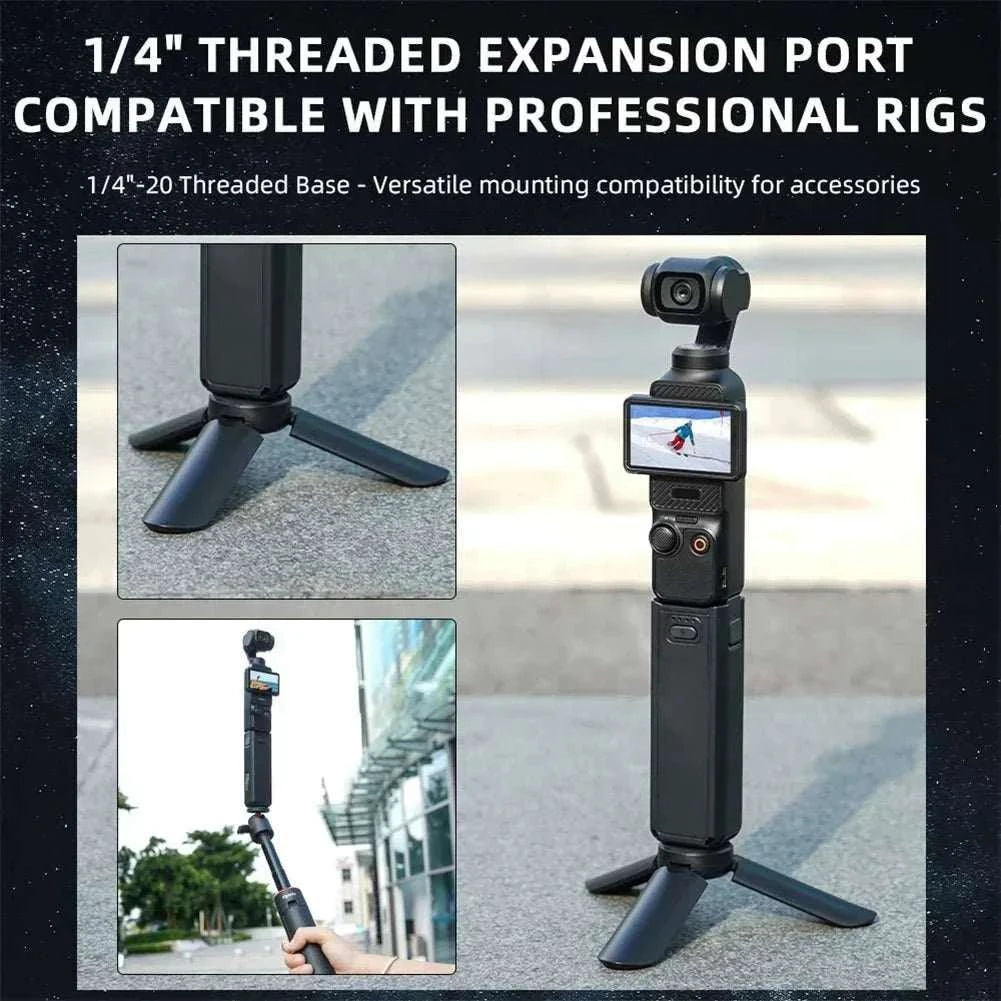 Portable battery hand grip with fast charging power bank for pocket action cameras