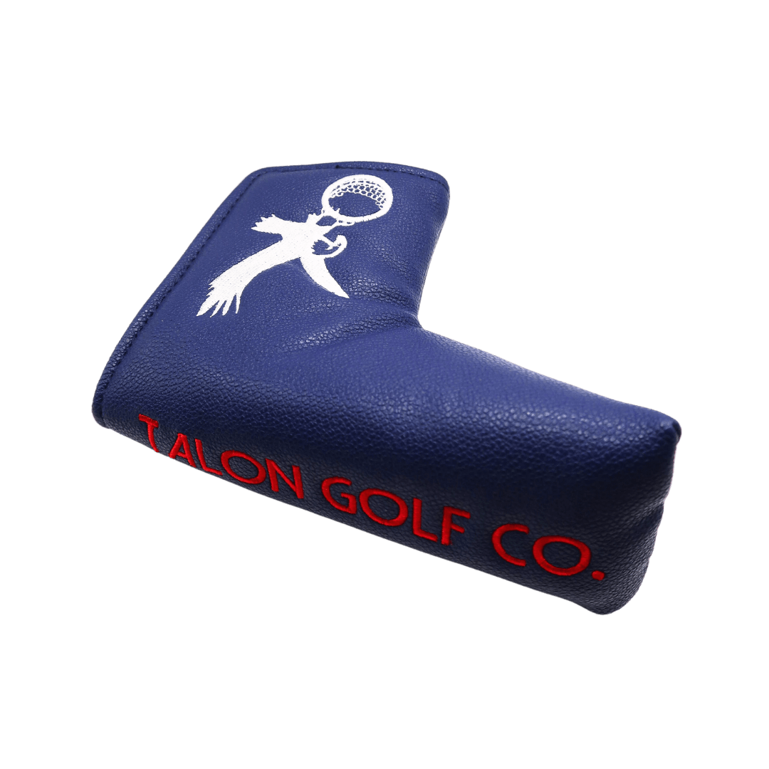 Eagle Blade Putter Cover in blue PU leather with waterproof, velvet-lined interior and magnetic snap closure