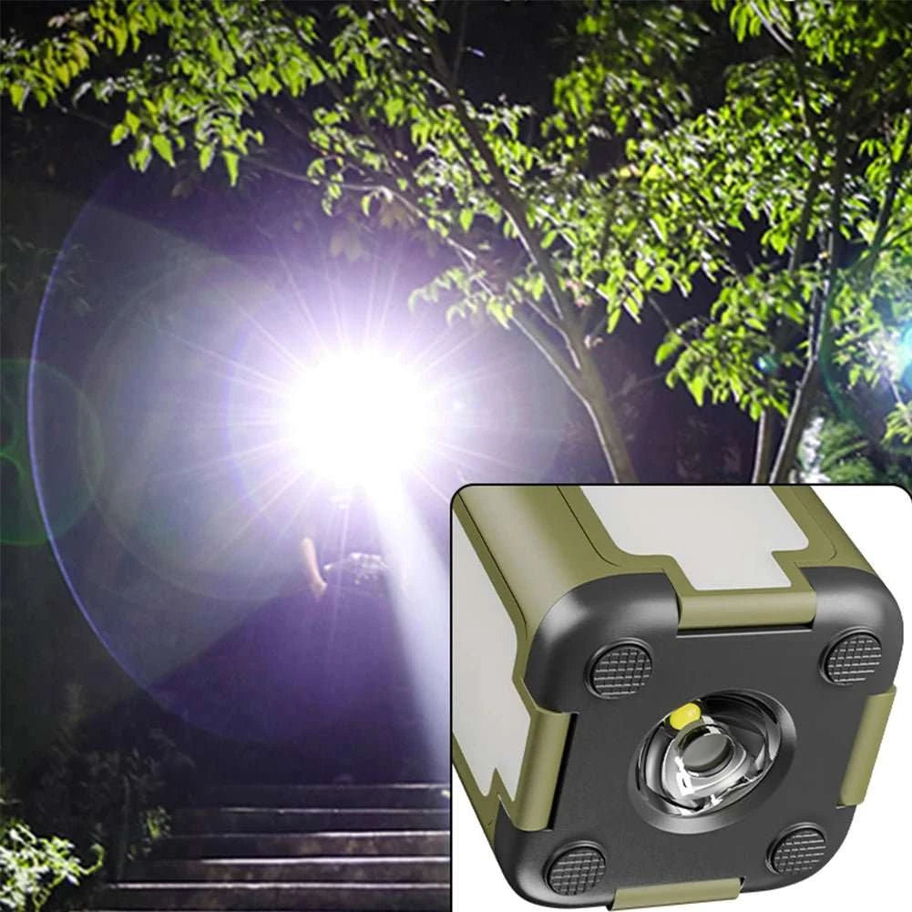 Foldable camping light solar rechargeable lantern with power bank and 500 lumens output
