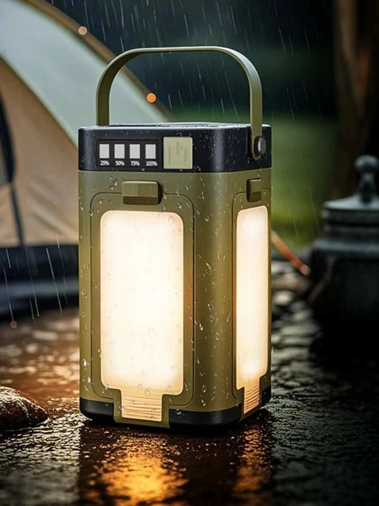 Foldable camping light solar rechargeable lantern with power bank and 500 lumens brightness