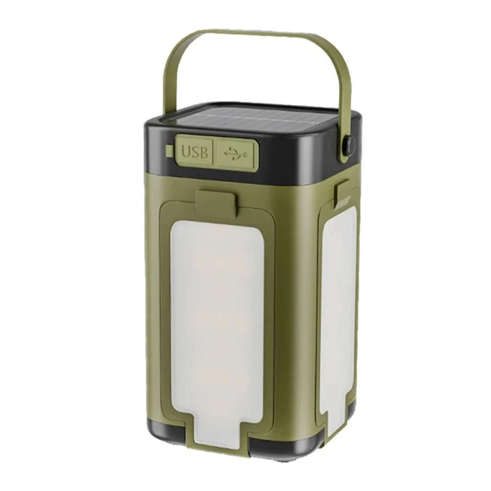 Foldable camping light solar rechargeable lantern with power bank and 500 lumens bright beam