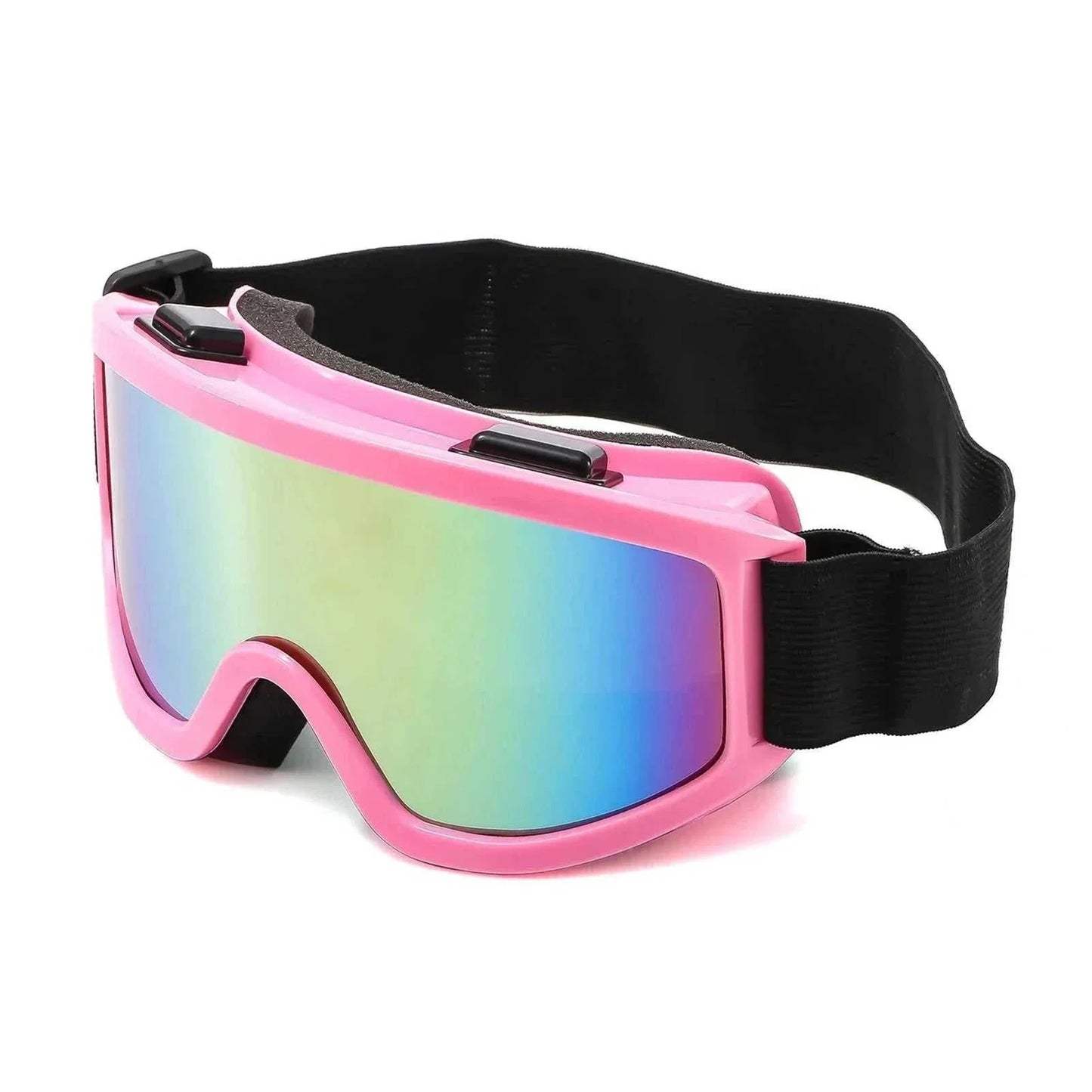 Frame ski goggles with anti-glare lenses designed for skiing and snowboarding, featuring durable PC frame and UV protection.