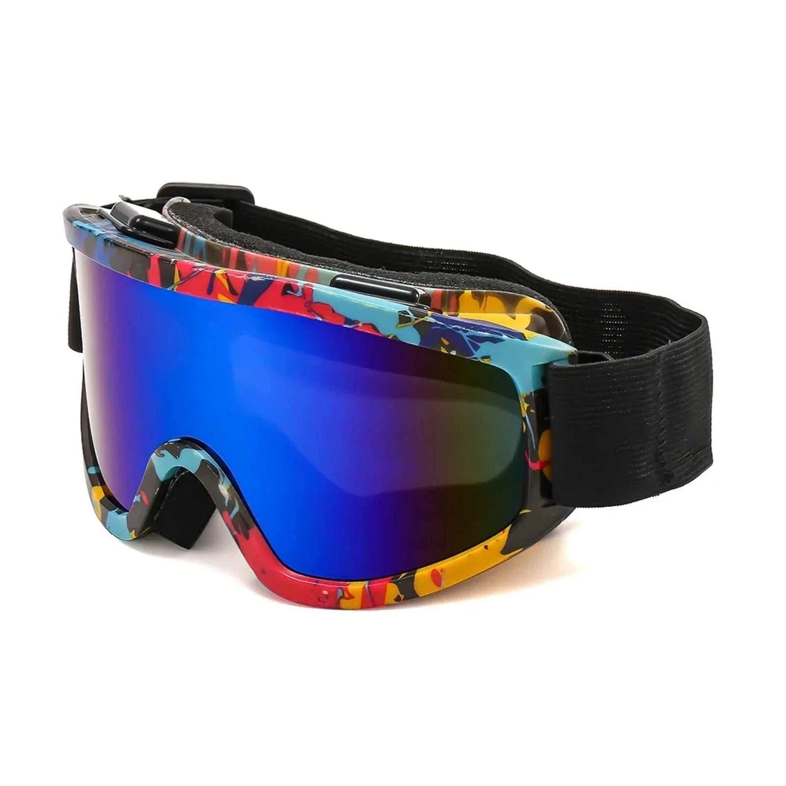 Frame ski goggles with anti-glare lenses for snowboarding and skiing protection