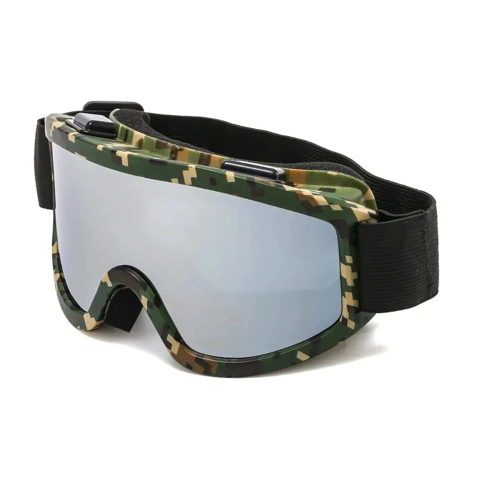 Frame ski goggles with anti-glare UV protective lenses designed for snowboarding and skiing