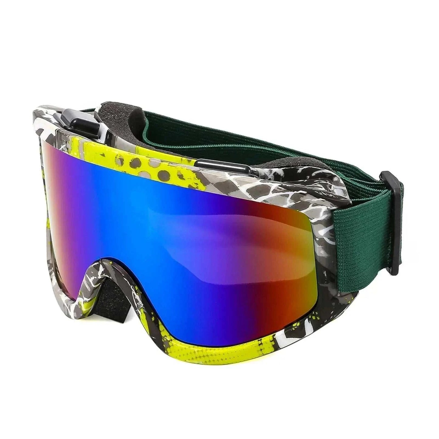 Frame ski goggles with anti-glare lenses for skiing and snowboarding protection