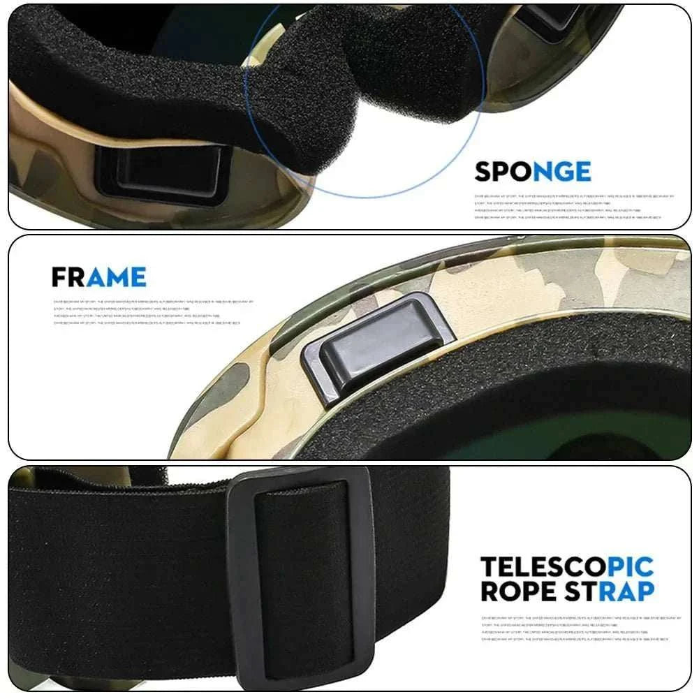 Frame ski goggles with anti-glare lenses for skiing and snowboarding protection