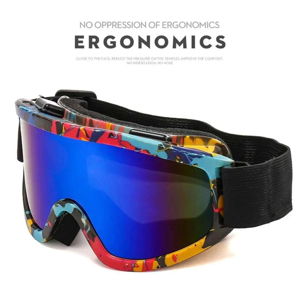 Frame Ski Goggles with anti-glare UV lenses for skiing and snowboarding protection