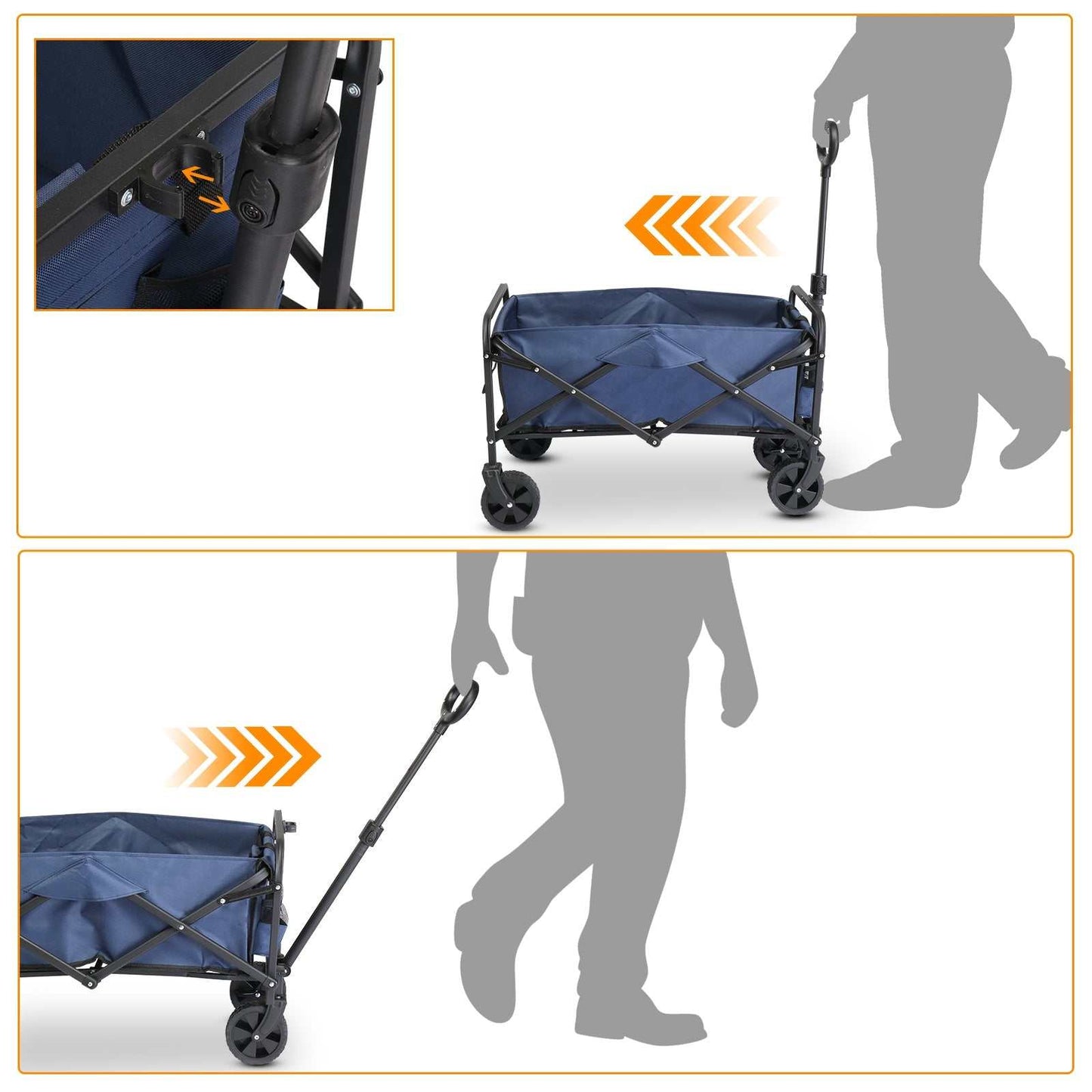 Garden folding cart with 600D Oxford cloth and steel frame supporting 220lbs for yard tasks