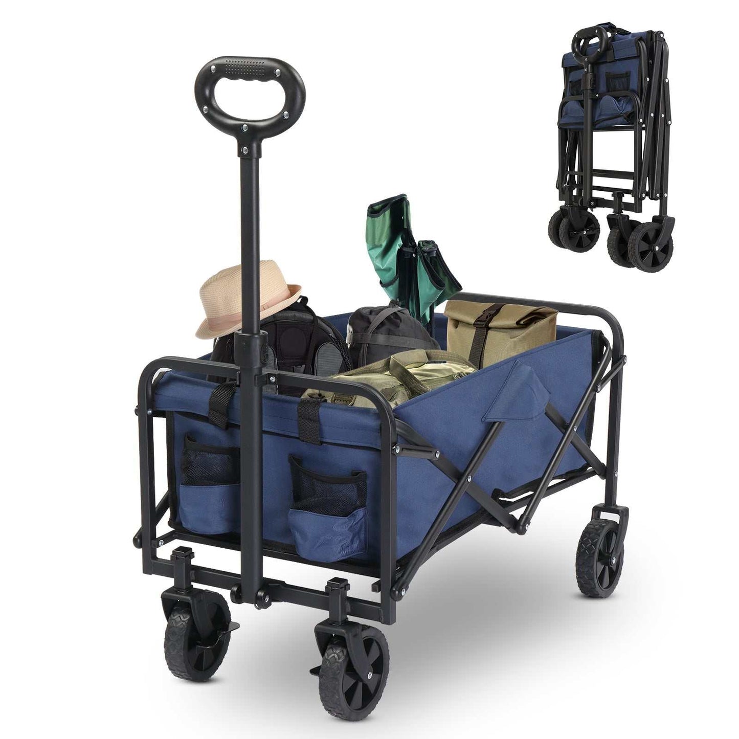 Garden folding cart with steel frame and 600D Oxford cloth, folding design, 220lbs capacity
