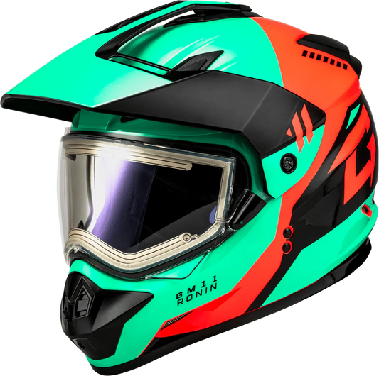 Gmax GM-11S Ronin Snow Helmet with electric shield and cold-weather features for dual-sport riding