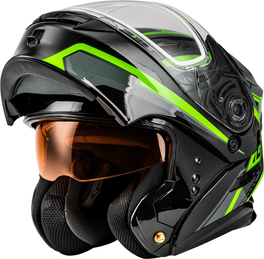 Gmax MD-01S Transistor Modular Snow Helmet with LED rear light and anti-fog snow shield
