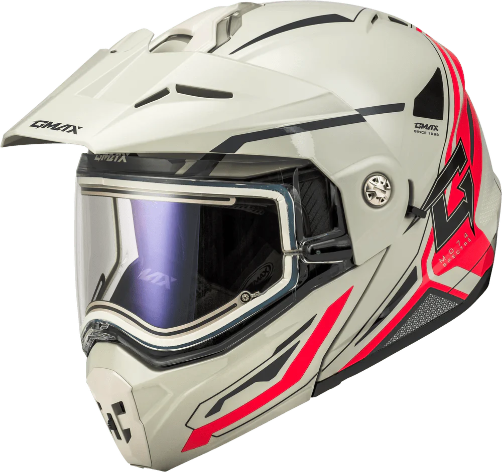 Gmax MD74S Spectre snow helmet with electric shield modular design and vents