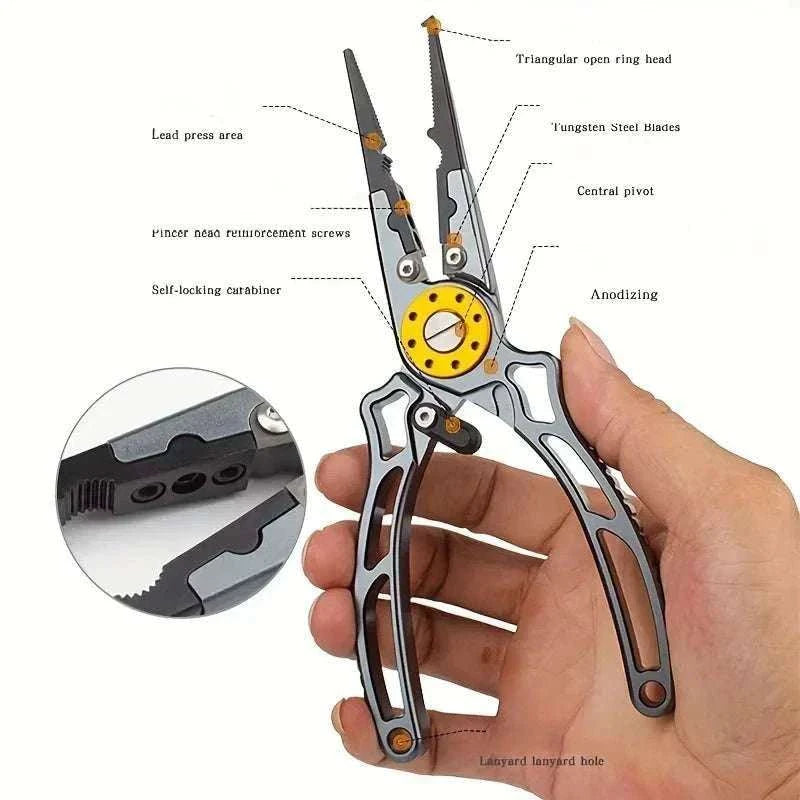 Hign Concerned Aviation Aluminum fishing pliers and wire cutter multifunctional tool with SS420 jaws and lock function