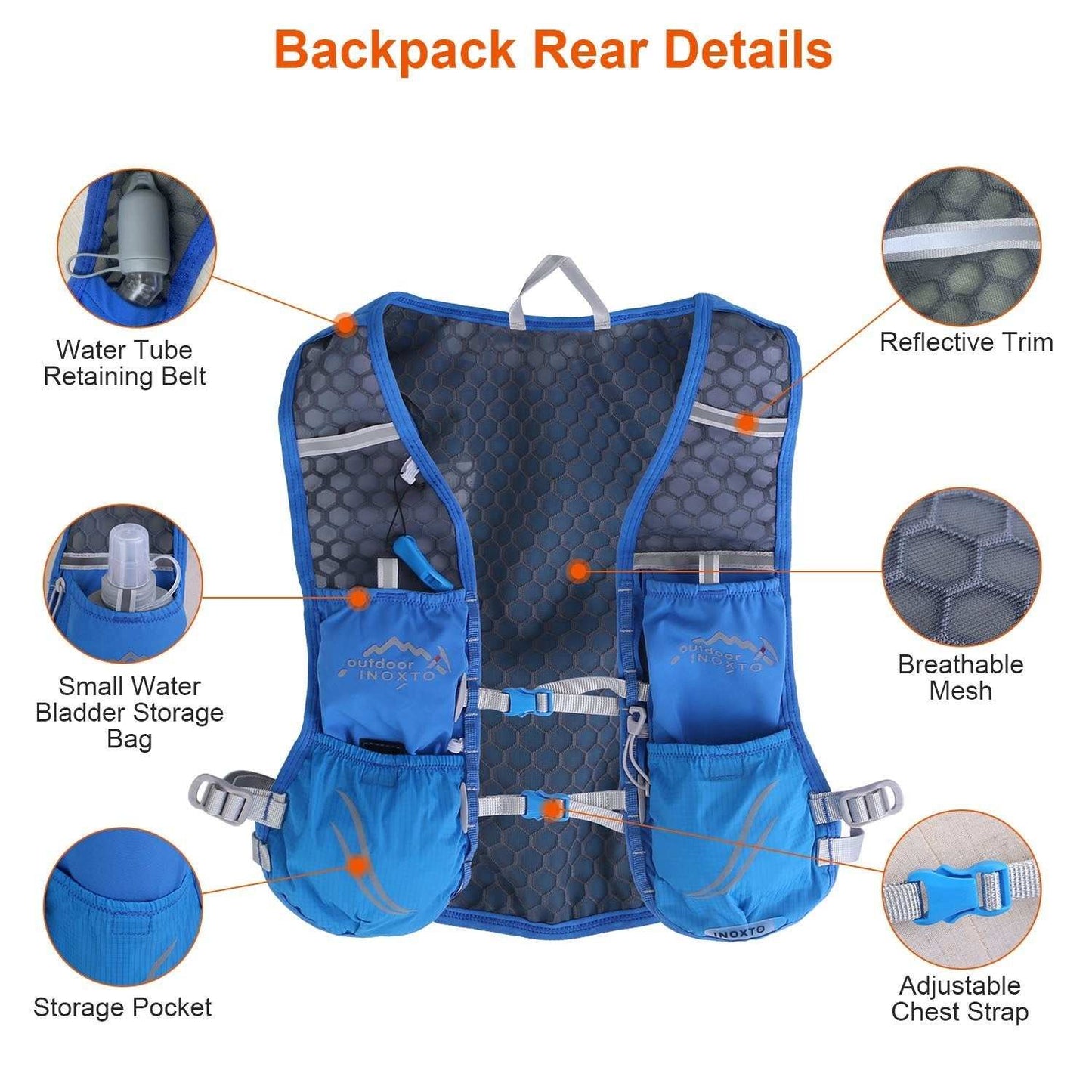 Hydration vest running backpack with water bladders and breathable mesh for trail running