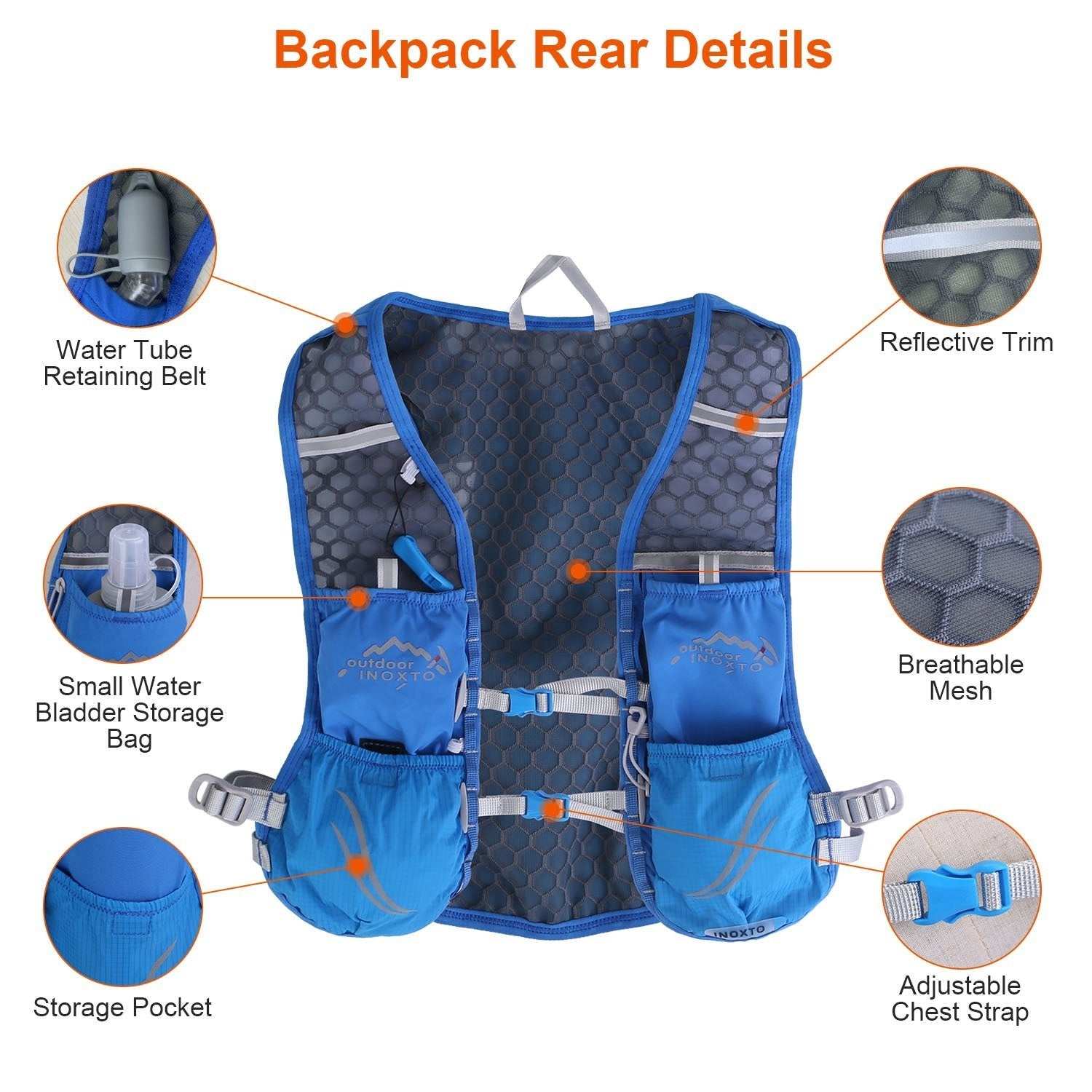 Hydration vest running backpack with water bladders and breathable mesh for trail running