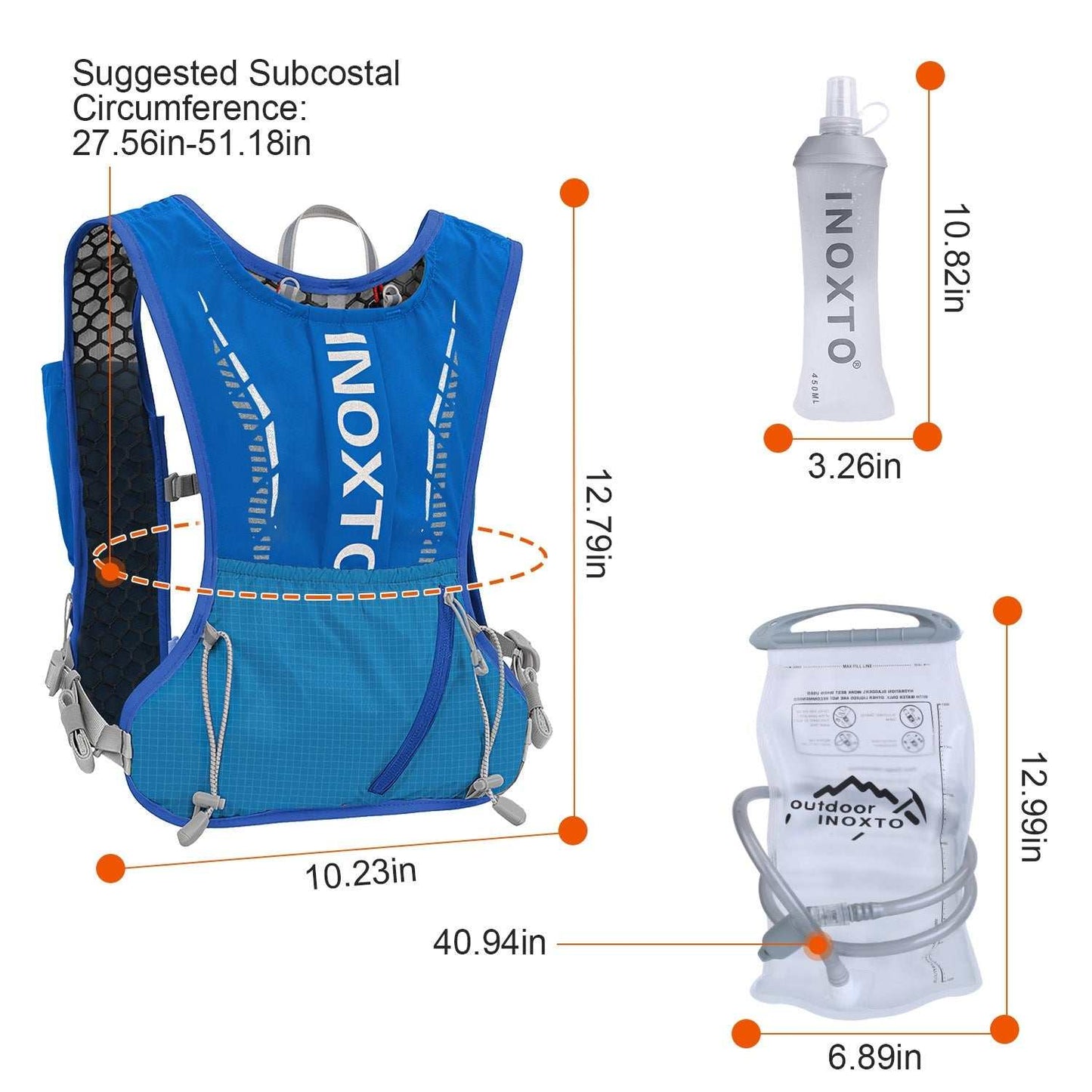 Hydration vest running backpack with water bladders and breathable mesh for trail running