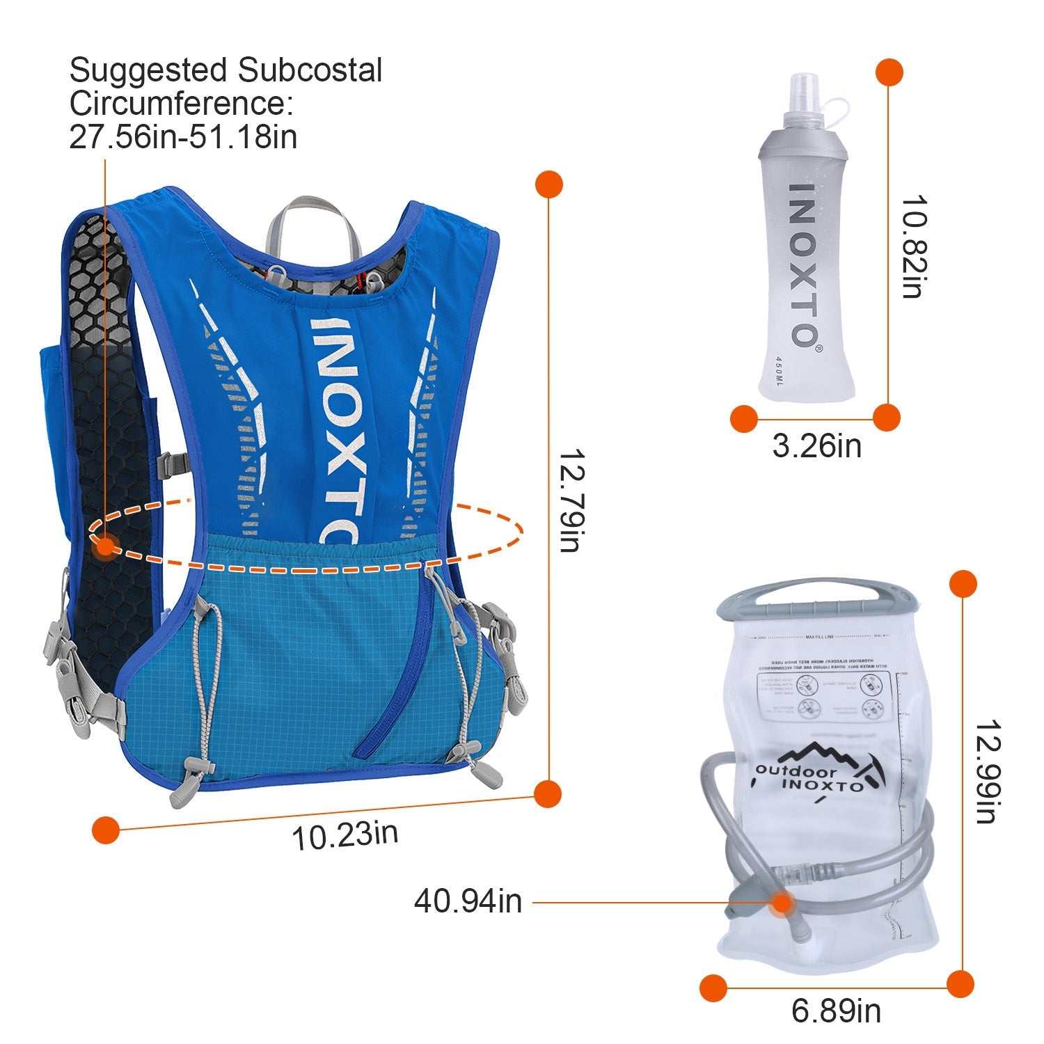 Hydration vest running backpack with water bladders and breathable mesh for trail running
