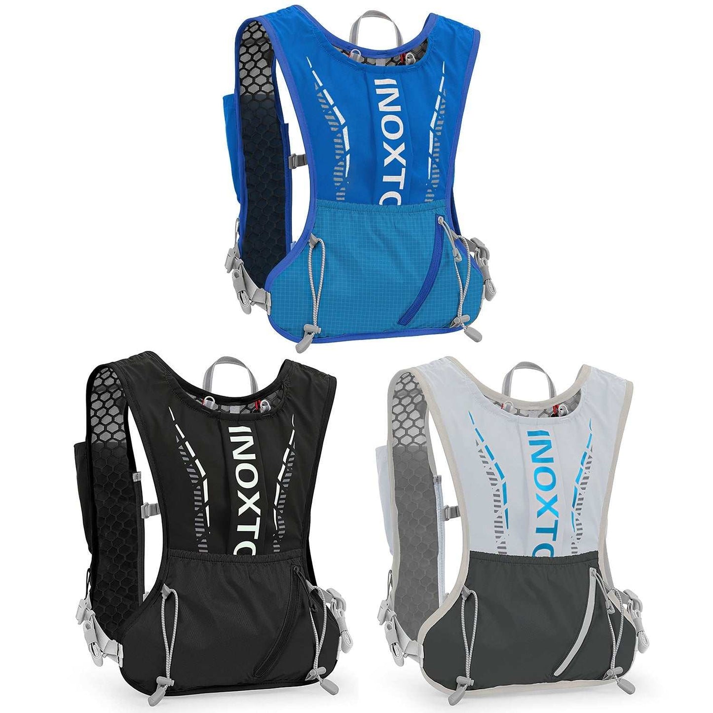Hydration vest running backpack with water bladder and multiple pockets for trail running