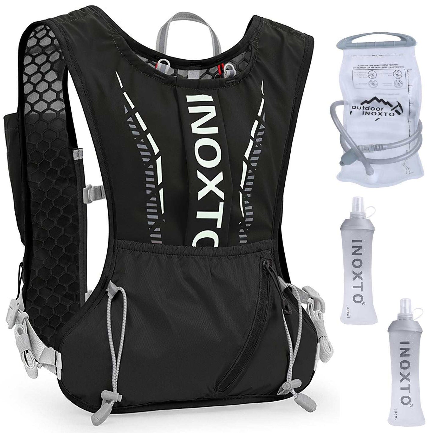 Hydration vest running backpack with water bladders and breathable mesh for trail running