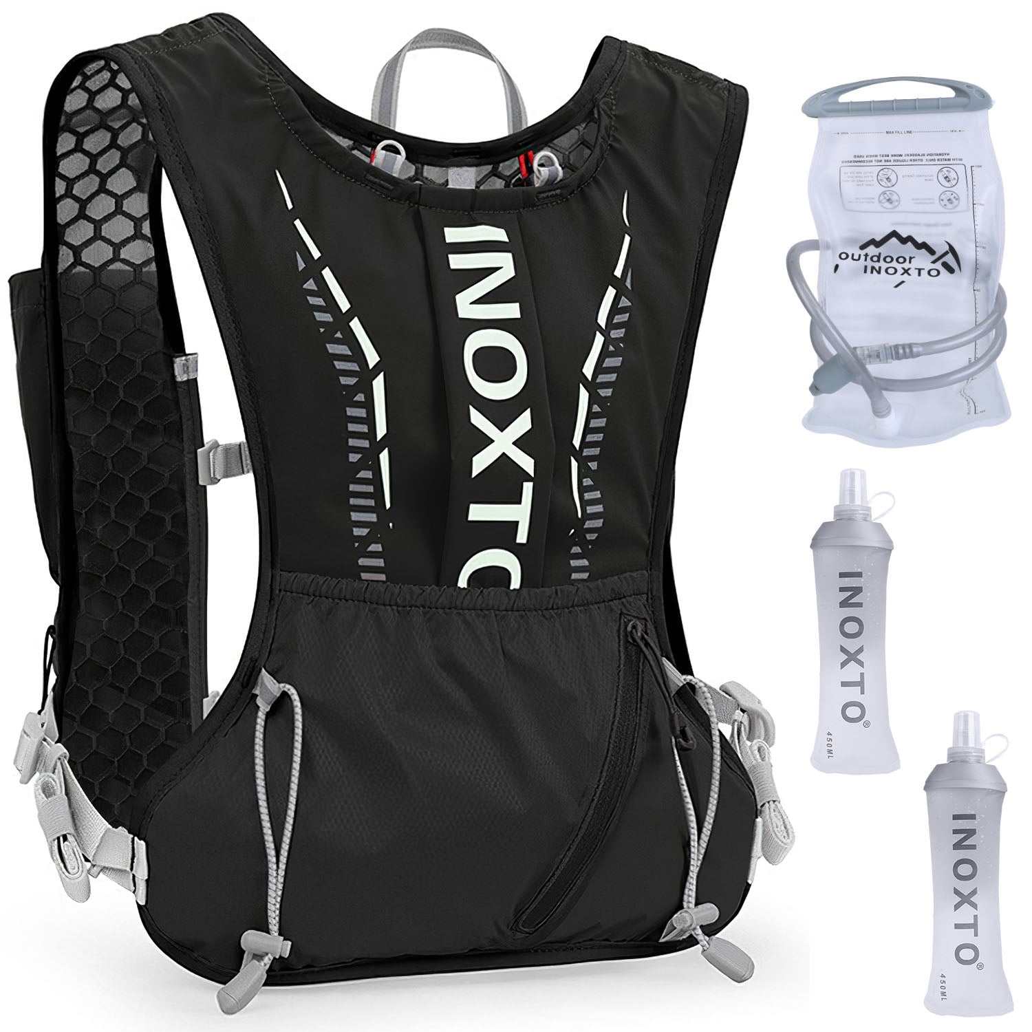 Hydration vest running backpack with water bladders and breathable mesh for trail running